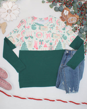 Natalie Pullover - Pink Pine Noel and Evergreen by Michelle Mae