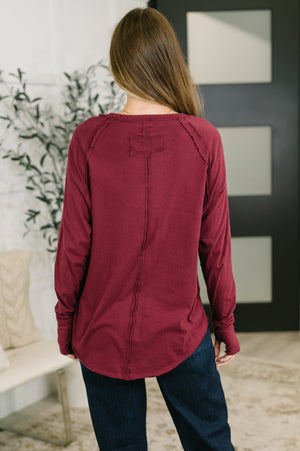 Nice to Each Other Raglan Sleeve Top in Cabernet