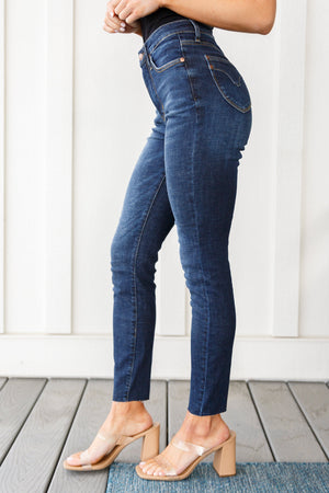 Judy Blue High Rise Tummy Control Raw Hem Skinny Jeans - size 24