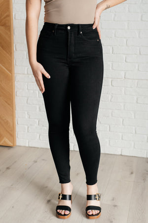 Judy Blue High Waist Tummy Control Midnight Black Shield Pockets Skinny Jeans