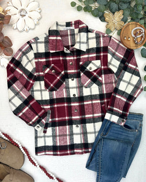 Norah Shacket - Merlot Plaid Mix by Michelle Mae