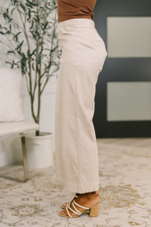 Only Pair High Waisted Wide Leg Bottoms in Beige by Dear Scarlett