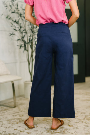 Only Pair High Waisted Wide Leg Bottoms in Navy by Dear Scarlett
