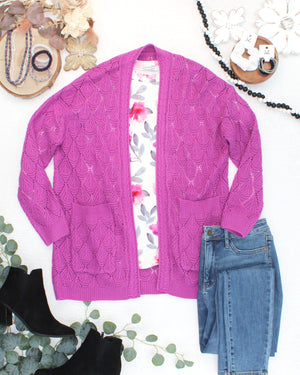 PREBOOK Open Knit Cardigan - Orchid
