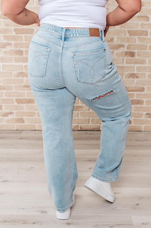 Judy Blue High Waist 90's Front & Back Distressed Straight Leg Jeans