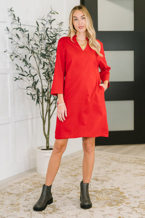 Portfolio Quarter Sleeve Dress in Red by Dear Scarlett