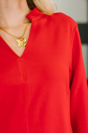 Portfolio Quarter Sleeve Dress in Red by Dear Scarlett