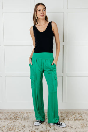 Race to Relax Buttery Soft Cargo Pants in Emerald Green