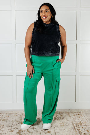 Race to Relax Buttery Soft Cargo Pants in Emerald Green