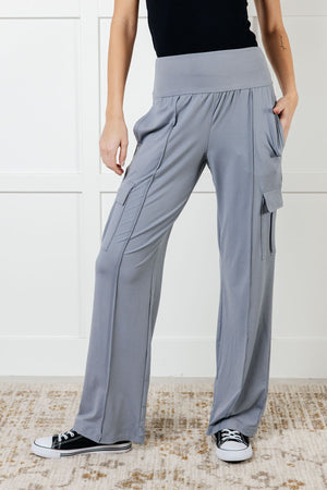 Race to Relax Buttery Soft Cargo Pants in Rhino Grey