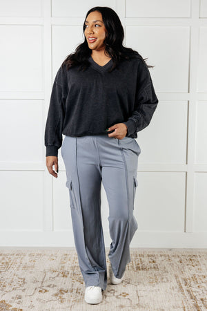 Race to Relax Buttery Soft Cargo Pants in Rhino Grey