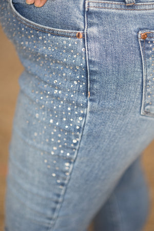 Judy Blue High Waist Rhinestone Slim Fit Jeans