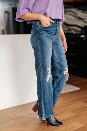 Judy Blue High Waist 90's Straight Jeans in Dark Wash