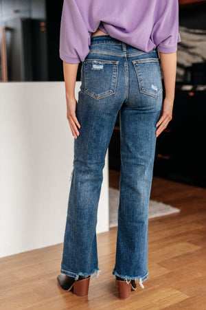 Judy Blue High Waist 90's Straight Jeans in Dark Wash