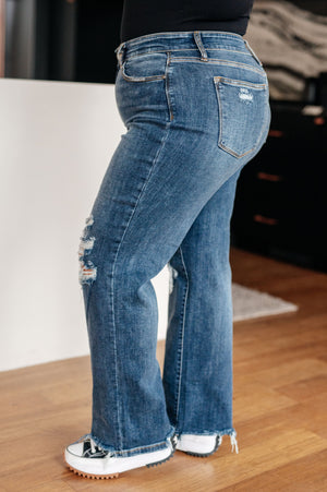 Judy Blue High Waist 90's Straight Jeans in Dark Wash