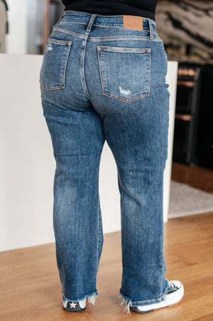 Judy Blue High Waist 90's Straight Jeans in Dark Wash