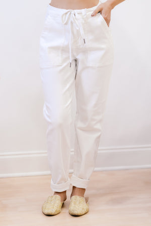 Judy Blue High Waist Drawstring Jogger Jeans in Ecru
