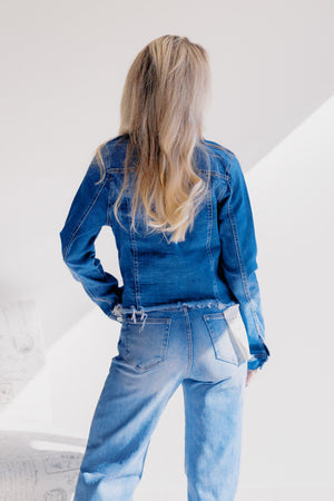 RISEN Sea Spray Frayed Hem Denim Jacket