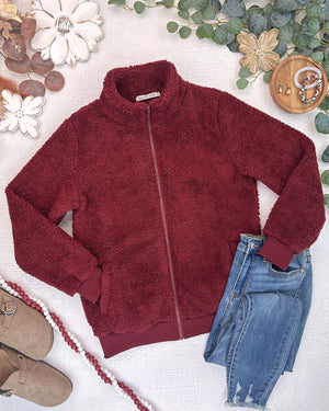 Skylar Sherpa Fullzip - Cranberry by Michelle Mae