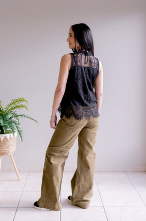 Spring Whispers Lace Top Black
