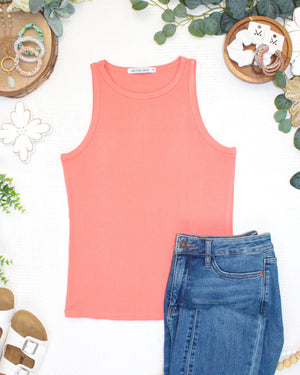 PREBOOK Tara Ribbed Tank - Coral