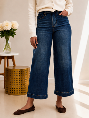 Judy Blue High Waist Tummy Control Claudia Ankle Wide Leg Jeans