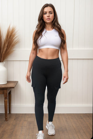 Total Package - Black Cargo Pocket Yoga Band Leggings