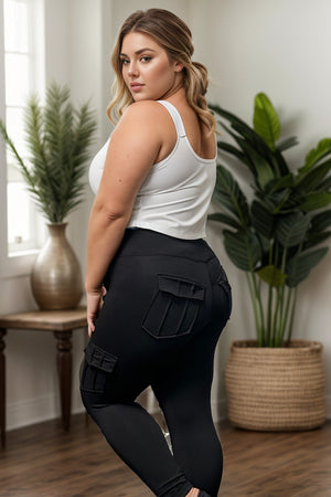 Total Package - Black Cargo Pocket Yoga Band Leggings