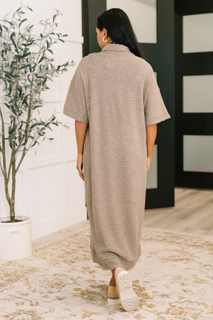 Travel Envy Ribbed Knit Dress in Light Coco by Dear Scarlett