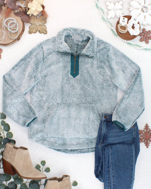 PREBOOK Ryan 1/4 Zip Sherpa - Icy Blue