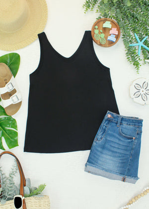 Vera V Neck Tank - Black by Michelle Mae