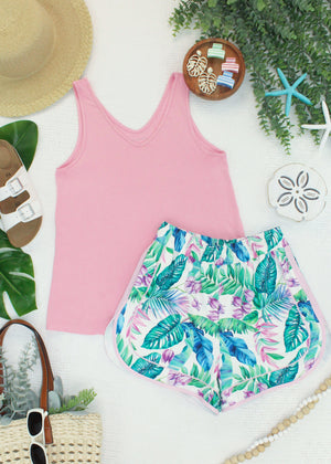Vera V Neck Tank - Pink by Michelle Mae