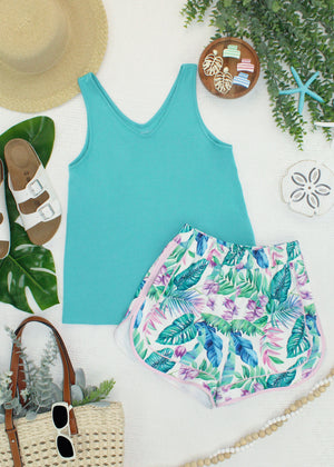 Vera V Neck Tank - Teal by Michelle Mae