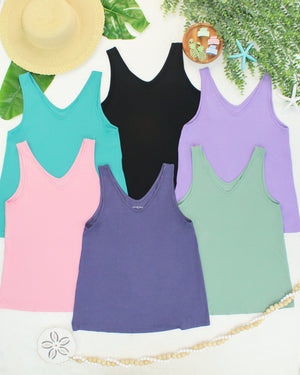 Vera V Neck Tank - Black by Michelle Mae