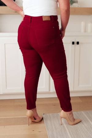 Judy Blue High Rise Tummy Control Skinny Jeans Scarlet