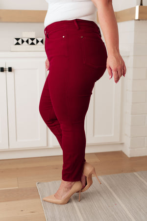 Judy Blue High Rise Tummy Control Skinny Jeans Scarlet