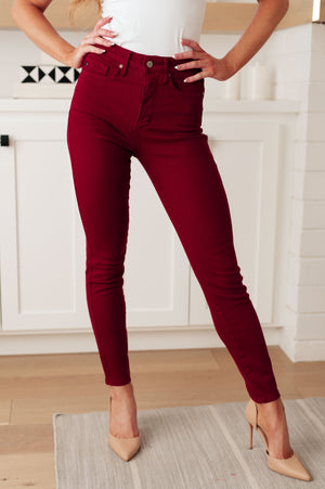 Judy Blue High Rise Tummy Control Skinny Jeans Scarlet