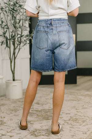 Zenim Printed High Waisted Shorts in Classic Denim Design by Dear Scarlett