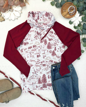 Classic Zoey ZipCowl Sweatshirt - Cranberry Woodland by Michelle Mae