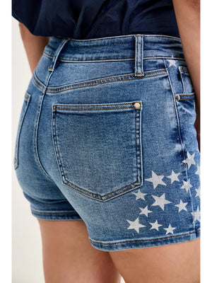 Judy Blue High Waist Slim Jean Shorts with Star Splatter