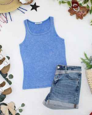 Audrey Vintage Wash Tank - Blue by Michelle Mae