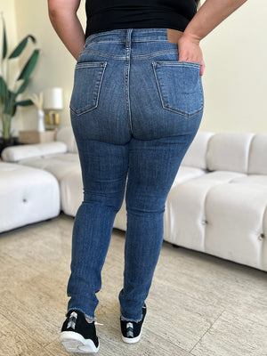 Judy Blue High Waist Distressed Frayed Hem Skinny Jeans