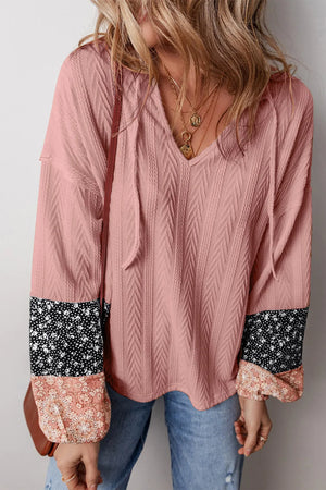 Drawstring Color Block Long Sleeve Top - 3 colors