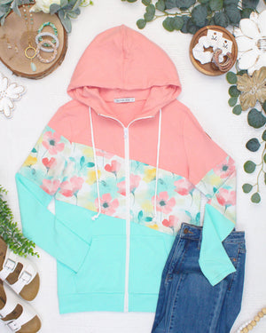PREBOOK Colorblock Fullzip Hoodie - Meadow Mist Mix