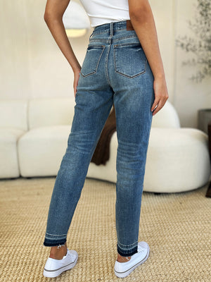 Judy Blue Mid Rise Rigid Magic Release Hem Boyfriend Jeans