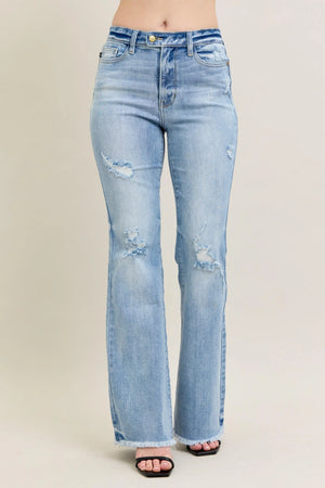 Judy Blue High Waist Fray Hem With Shield Pockets Flare Jeans Tall (33" Inseam)