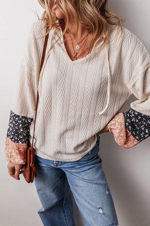 Drawstring Color Block Long Sleeve Top - 3 colors