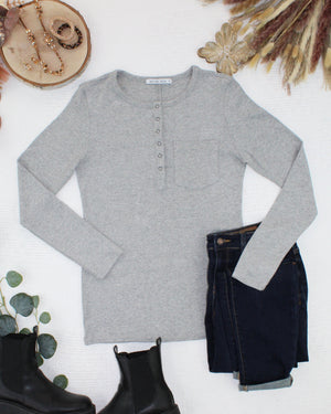 Georgia Long Sleeve Top - Light Grey by Michelle Mae