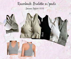 Ribbed Padded Cropped Racerback Tank Top bralette Brami by Zenana 6133