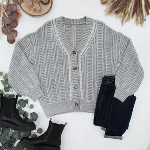 Cable Cardigan - Grey by Michelle Mae